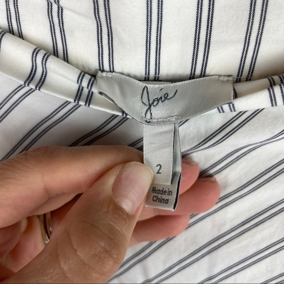 JOIE Yenene Striped Asymmetric-Hem Midi Skirt in Porcelain Cream Grey Size 2 - Picture 8 of 8